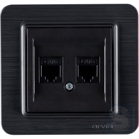 Розетка компьютерная двойная RJ45х2 cat 6 Arvia Electric Lavin Черный матовый (21 25 4007 248)